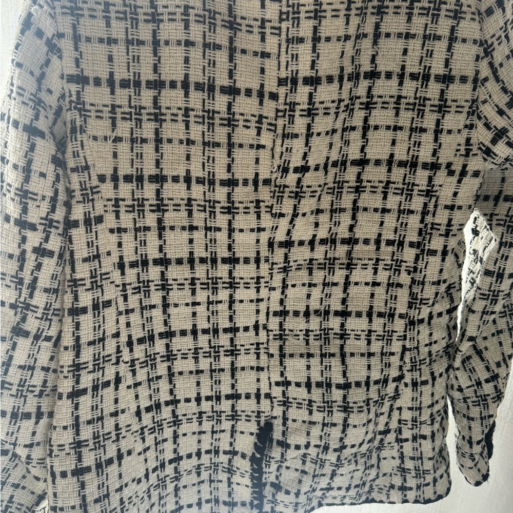 Laundry By Shelli Segal Black & Cream Tweed Double-Breasted Blazer - Picture 2 of 5